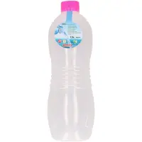 Forte Plastics Plasticforte Drinkfles/waterfles/bidon - 1500 ml - transparant/roze - kunststof - Drinkflessen