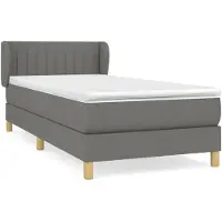 vidaXL Boxspring met matras stof donkergrijs 90x190 cm