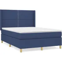 vidaXL Boxspring met matras stof blauw 140x200 cm
