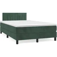 vidaXL Boxspring met matras fluweel donkergroen 120x200 cm