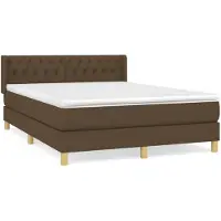 vidaXL Boxspring met matras stof donkerbruin 140x190 cm