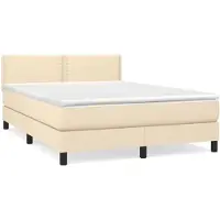 vidaXL Boxspring met matras stof crèmekleurig 140x200 cm