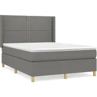 vidaXL Boxspring met matras stof donkergrijs 140x200 cm