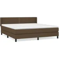 vidaXL Boxspring met matras stof donkerbruin 180x200 cm