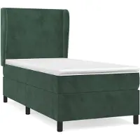 vidaXL Boxspring met matras fluweel donkergroen 80x200 cm
