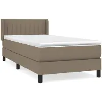vidaXL Boxspring met matras stof taupe 100x200 cm