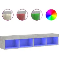 vidaXL TV-kastjes met LED-verlichting, 2 stuks, betonkleur, 80x30x30 cm