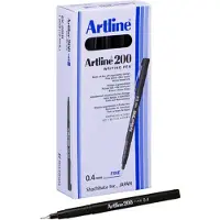 Artline 200 Fineliner - Doos van 12 stuks - Pen - 0,4mm Lijndikte - Zwart