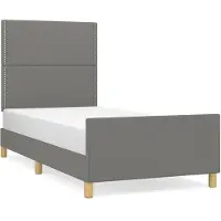 vidaXL Bedframe zonder matras 90x190 cm stof donkergrijs