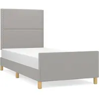 vidaXL Bedframe zonder matras 90x200 cm stof lichtgrijs