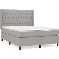 vidaXL Boxspring met matras stof lichtgrijs 140x200 cm