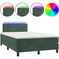 vidaXL Boxspringbed met matras en LED-verlichting, donkergroen, 120x200 cm, fluweel