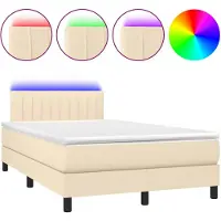 vidaXL Boxspring met matras en LED stof crèmekleurig 120x200 cm