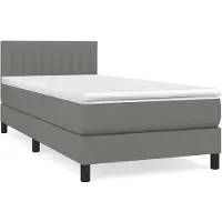 vidaXL Boxspring met matras stof donkergrijs 90x200 cm
