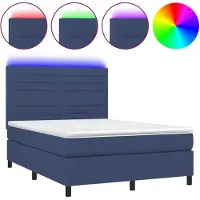 vidaXL Boxspringbed met matras en LED-verlichting (blauw), 140x190 cm, gestoffeerd