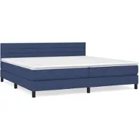 vidaXL Boxspring met matras stof blauw 200x200 cm