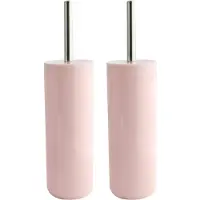 Spirella MSV Porto Toilet/wc-borstel houder - 2x - kunststof - lichtroze - 38 cm - Toiletborstels