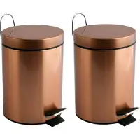 Spirella MSV Prullenbak/pedaalemmer - 2x - metaal - koper kleurig - 3 liter - 17 x 25 cm - Badkamer/toilet - Pedaalemmers