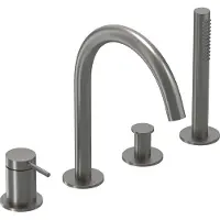 Ivy Aia Badrandcombinatie Bond 4-gats Mengkraan Met Uittrekbare Handdouche Draaibare Uitloop Geborsteld Metal Black PVD