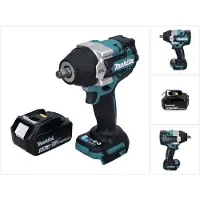 Makita Boormachine + slagboor, DTW 700 T1 Accu-slagmoersleutel 18 V 700 Nm 1/2" XPT Borstelloos + 1x oplaadbare accu 5.0 Ah - (Oplaadbare batterij)