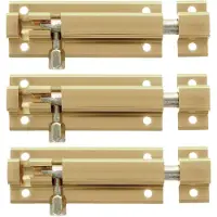 AMIG schuifslot - 3x - aluminium - 15 cm - goudkleur - deur - schutting - raam slot - Grendels