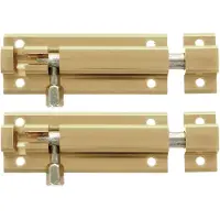 AMIG schuifslot - 2x - aluminium - 8 cm - goudkleur - deur - schutting - raam - Grendels