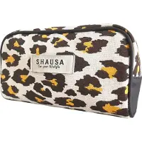 Shausa Leopard Canvas And Leatherette Toiletry Bag Veelkleurig