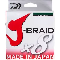 Daiwa J-Braid X8, 150 meter, 0,06 mm, 4,00 kg / 9 lbs, groen, 8-strengs gevlochten lijn, artikelnummer 12751-006