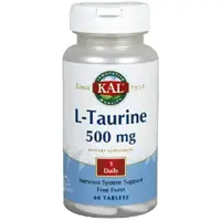 Kal L-taurine 500mg Amino Acid 60 Tablets Transparant