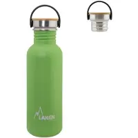 Laken RVS fles 0,75L Basic Steel Bottle Groen - Bamboo Cap - - roestvrij staal - waterfles - drinkfles