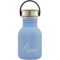 Laken RVS fles 0,35L Basic Steel Bottle LichtBlauw - Bamboo Cap -- roestvrij staal - waterfles - drinkfles