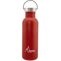 Laken RVS fles 0,75L Basic Steel Bottle Rood - Steel Cap - - roestvrijstaal - waterfles - drinkfles