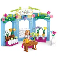 Sluban Village Periode Bloemisterij bouwspeelgoed kinderen vanaf 6 jaar – Constructiespeelgoed modelbouw bloemenwinkel – bouwdoos met 154 bouwstenen en 1 minifiguur – M38-B0905