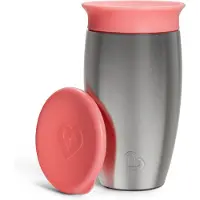 Munchkin Roestvrijstalen Drinkbeker - Miracle 360° Sippy Cup - Koelt tot 10 uur - Anti-Lek Drinkbeker - 266ml - Roze - Vanaf 12 Maanden