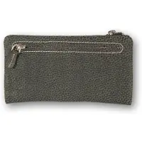 Merkloos Leren portemonnee Donker Grijs Portemonnee Dames Met ritssluiting 10cm*18.5cm*3cm