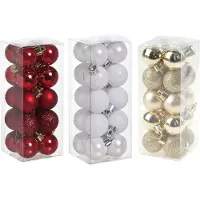 Cosy & Trendy Kleine kunststof kerstversiering 60x stuks set en 3 cm kerstballen in het rood-goud-wit - Kerstbal