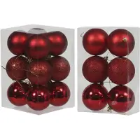 Cosy & Trendy Kerstversiering set kerstballen rood 6 - 8 cm - pakket van 36x stuks - Kerstbal