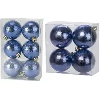 Cosy & Trendy Kerstversiering set circel-motief kerstballen donkerblauw 6 - 8 cm - pakket van 20x stuks - Kerstbal