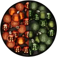 Cosy & Trendy Kleine kunststof kerstballen 40x stuks 3 cm in oranje en groen - Kerstbal