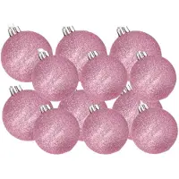 Cosy & Trendy Kerstversiering set glitter kerstballen roze 6 - 8 cm - pakket van 30x stuks - Kerstbal