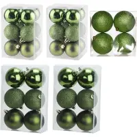 Cosy & Trendy Kerstversiering set kerstballen appelgroen 6 - 8 - 10 cm - 40x stuks - Kerstbal
