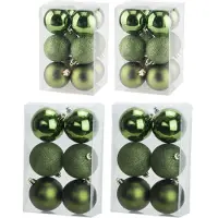 Cosy & Trendy Kerstversiering set kerstballen appelgroen 6 en 8 cm - 36x stuks - Kerstbal