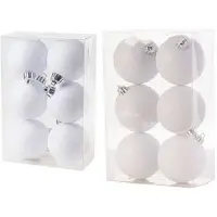 Cosy & Trendy Kerstversiering set glitter kerstballen wit 6 - 8 cm - pakket van 30x stuks - Kerstbal