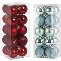 Cosy & Trendy Kleine kunststof kerstversiering 40x stuks set en 3 cm kerstballen in het mintgroen en rood - Kerstbal