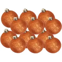 Cosy & Trendy Kerstversiering set glitter kerstballen oranje 6 - 8 cm - pakket van 30x stuks - Kerstbal