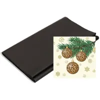 Duni Kerst thema tafel set met luipaard print zwart - Feestservetten