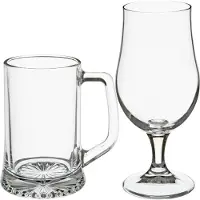 Secret De Gourmet Bierglazen set - bierpullen/bierglazen op voet - 8x stuks - glas - Bierglazen