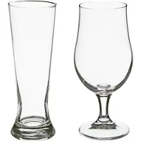 Secret De Gourmet Bierglazen set - pilsglazen fluitje/bierglazen op voet - 8x stuks - glas - Bierglazen