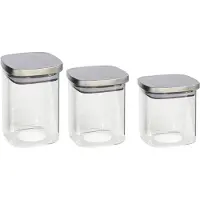 Gerimport Set van 3x keuken voedsel opslag voorraadpotten glas in 3 formaten - Voorraadpot