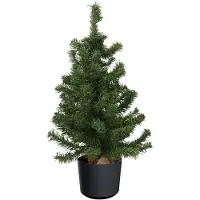 Everlands Mini kerstboom groen - in kunststof pot antraciet grijs - 75 cm - Kunstkerstboom